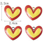 10 Pcs Red Yellow Double Love Alloy Charms Pendants DIY Women Jewelry Making