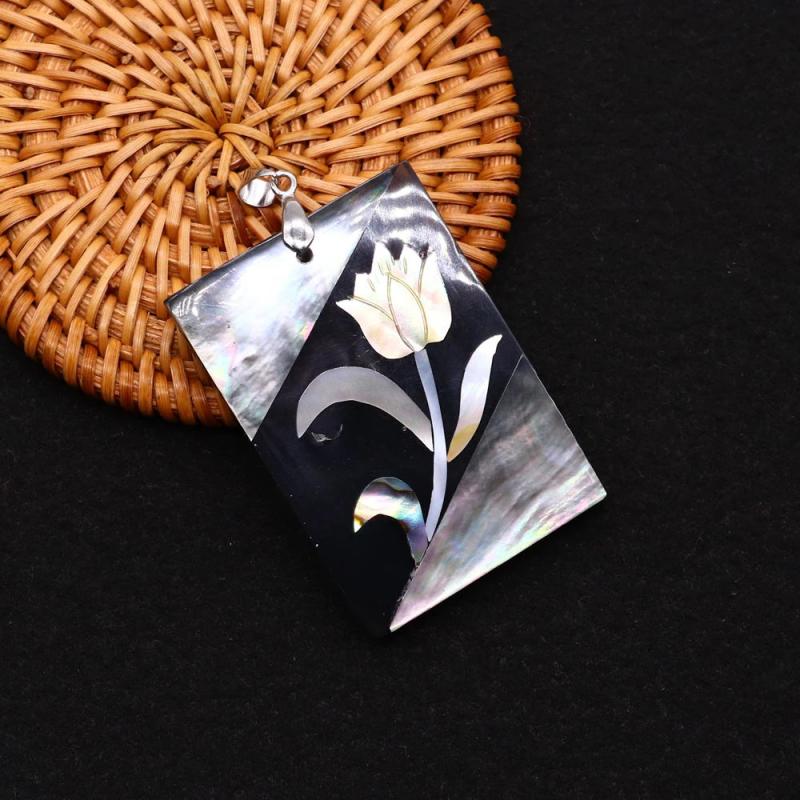 Natural Shell Pendant Tree Flower Print Vintage DIY Necklace Charm Accessories