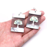 Natural Shell Pendant Tree Flower Print Vintage DIY Necklace Charm Accessories