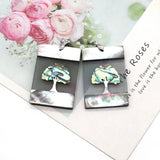 Natural Shell Pendant Tree Flower Print Vintage DIY Necklace Charm Accessories