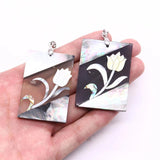 Natural Shell Pendant Tree Flower Print Vintage DIY Necklace Charm Accessories