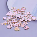 40PCS Pink Mix Alloy Dripping Oil Charms - DIY Jewelry Finding Accessories