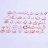 40PCS Pink Mix Alloy Dripping Oil Charms - DIY Jewelry Finding Accessories