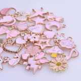 40PCS Pink Mix Alloy Dripping Oil Charms - DIY Jewelry Finding Accessories