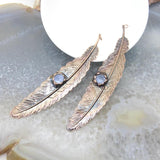 Bronze Kyanite Feather Pendant Bohemia Antique Copper Inlaid Quartz Char