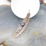 Bronze Kyanite Feather Pendant Bohemia Antique Copper Inlaid Quartz Char