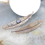 Bronze Kyanite Feather Pendant Bohemia Antique Copper Inlaid Quartz Char