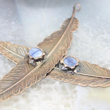 Bronze Kyanite Feather Pendant Bohemia Antique Copper Inlaid Quartz Char