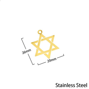 Hexagram Stainless Steel Pendant for Necklace Keychain DIY Jewelry