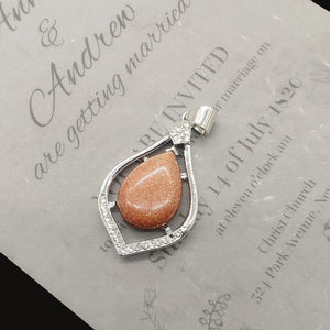 1 Pc Natural Stone Water Drop Shape Pendant Necklace
