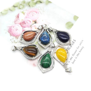1 Pc Natural Stone Water Drop Shape Pendant Necklace