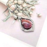 Natural Stone Water Drop Shape Pendant Vintage Ladies Necklace