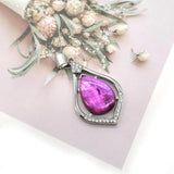 Natural Stone Water Drop Shape Pendant Vintage Ladies Necklace