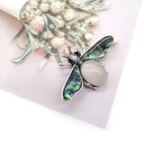 Dragonfly Shape Natural Stone Pendant Necklace Brooch