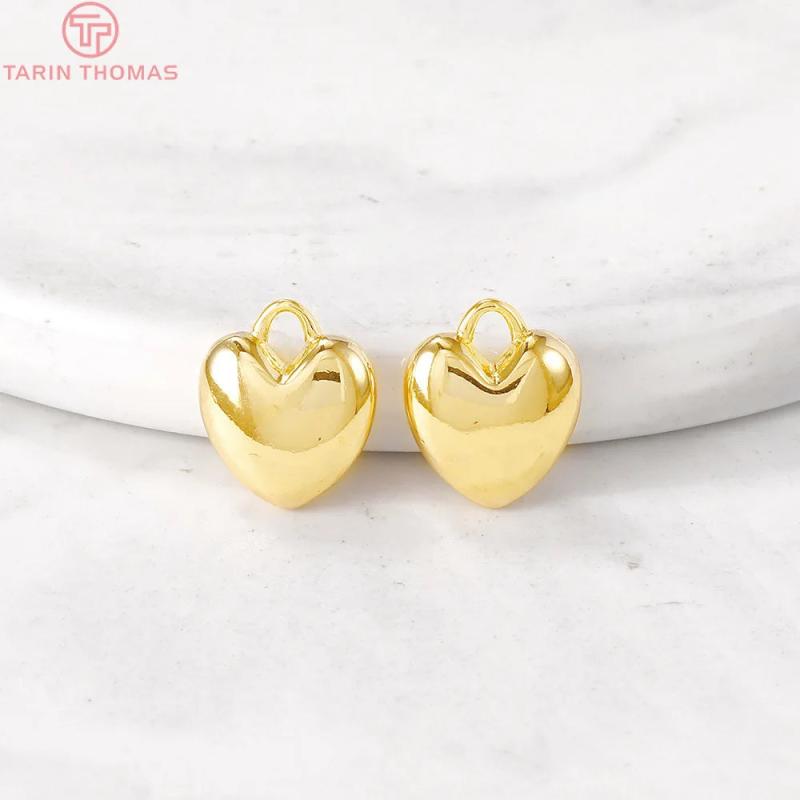 6PCS 10x12MM Brass Heart Charm Pendants DIY Jewelry Findings