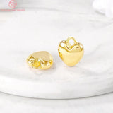 6PCS 10x12MM Brass Heart Charm Pendants DIY Jewelry Findings