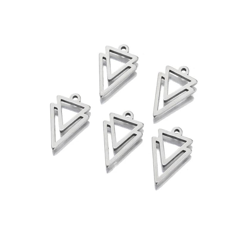 Stainless Steel Double Triangle Charms Pendant for DIY Jewelry Making