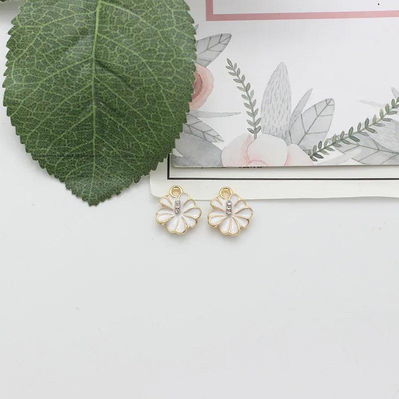 20pcs Flower Charms Drop Oil Charm Plant Pendant for DIY Bracelet Necklace