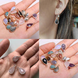 5Pcs Stone Water Drop Necklace Pendants for Jewelry Making