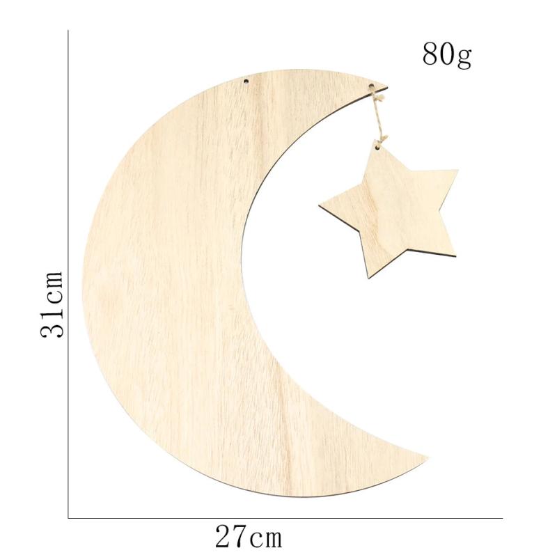 Wooden Star Moon Pendant Wall Hanging Islam Ramadan Home Decor