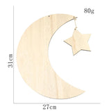Wooden Star Moon Pendant Wall Hanging Islam Ramadan Home Decor