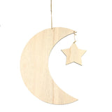 Wooden Star Moon Pendant Wall Hanging Islam Ramadan Home Decor