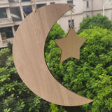 Wooden Star Moon Pendant Wall Hanging Islam Ramadan Home Decor