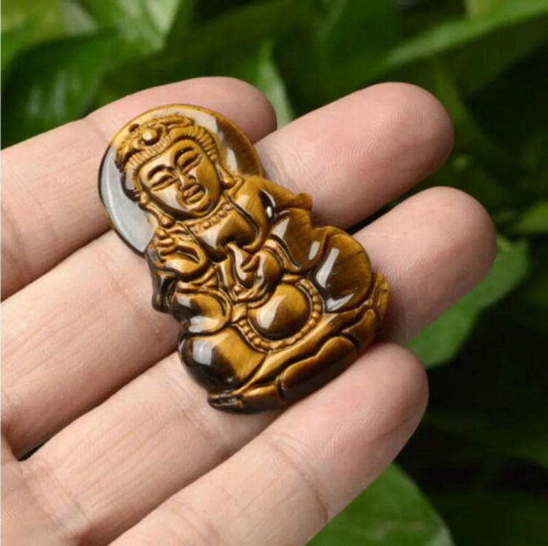 Hand Polished Kwan-yin Tiger-Eye Pendant