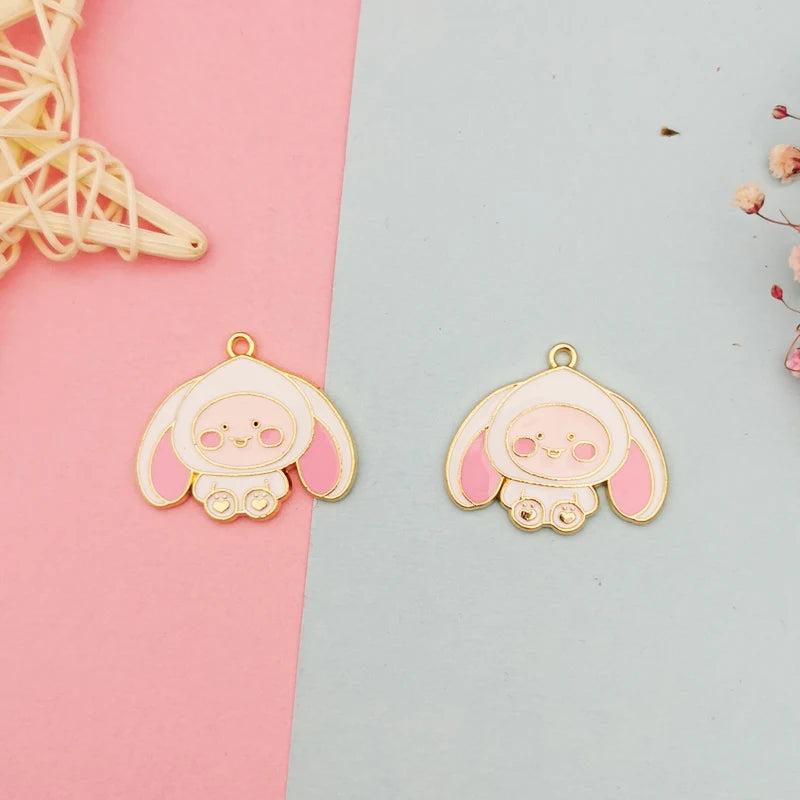 10pcs Rabbit Charms Enamel Charm Pendants Jewelry Making YZ767