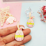 10pcs Rabbit Charms Enamel Charm Pendants Jewelry Making YZ767