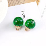 10pcs 16*16mm Crystal Glass Dried Flowers Ball Charms Earring Pendant
