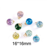 10pcs 16*16mm Crystal Glass Dried Flowers Ball Charms Earring Pendant
