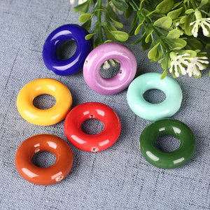 10pcs Colorful Ceramic Round Charm for Jewelry Making DIY