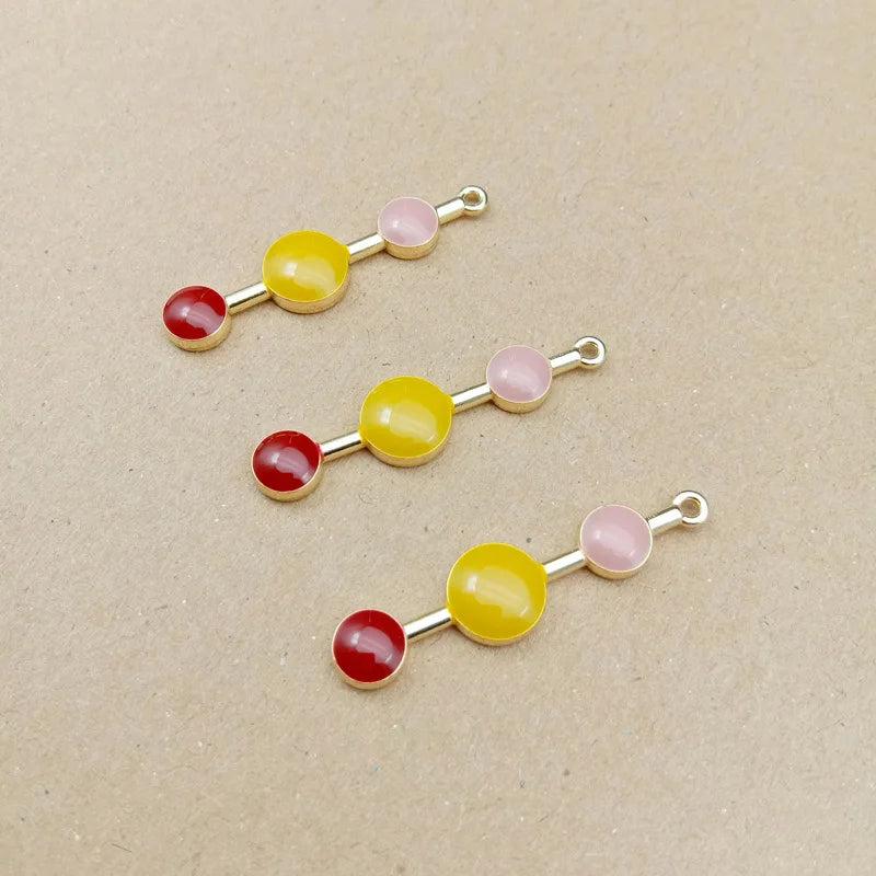 10pcs Geometric Floating Enamel Charms Pendant for Jewelry Making
