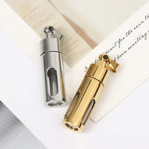 Stainless Steel Cremation Urn Pendant Perfume Vial Glass Tube