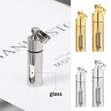 Stainless Steel Cremation Urn Pendant Perfume Vial Glass Tube