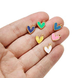 6pcs Plated 10*12mm Enamel Heart Pendants for DIY Necklaces