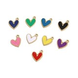 6pcs Plated 10*12mm Enamel Heart Pendants for DIY Necklaces