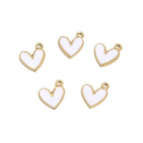 6pcs Plated 10*12mm Enamel Heart Pendants for DIY Necklaces