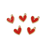 6pcs Plated 10*12mm Enamel Heart Pendants for DIY Necklaces