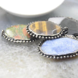 Soldered Bronze Bezel Stone Vintage Pendant Necklace