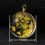 Crystal Ball Dried Flower Pendant Charm Necklace