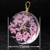 Crystal Ball Dried Flower Pendant Charm Necklace
