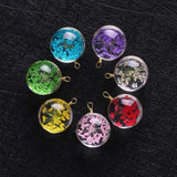 Crystal Ball Dried Flower Pendant Charm Necklace