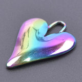 5pcs Stainless Steel Lock Charms Rainbow Heart Pendant Jewelry Making