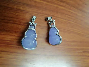 2PCS Purple Natural Jade Lagenaria Siceraria Pendants