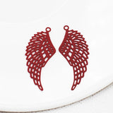 20pcs Red Filigree Charms Earring Wings Pendant 14*35mm