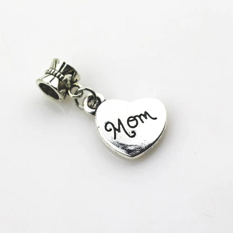 20pcs Heart Mom Charms Dangle Beads European pendant DIY jewelry
