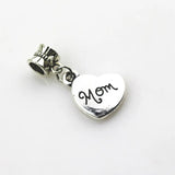 20pcs Heart Mom Charms Dangle Beads European pendant DIY jewelry