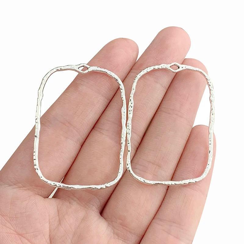 30 Antique Silver Square Charms Pendants for Jewelry Making 47x31mm